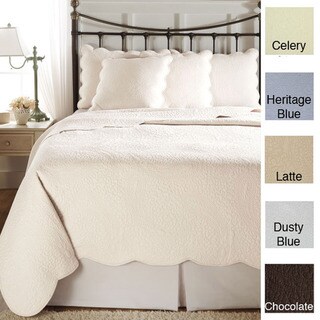 Cooper Cotton Solid Paisley 3-piece Quilt Set with Scalloped Edges