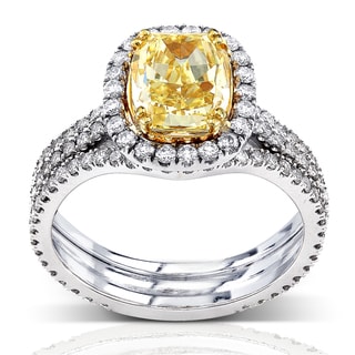 18k Gold 3ct TDW Fancy Yellow Diamond Ring