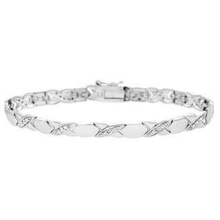 DB Designs Sterling Silver X and O White or Champagne Diamond Accent Bracelet