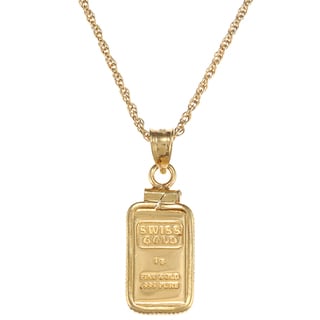 American Coin Treasures 1-gram Gold Ingot Pendant Necklace