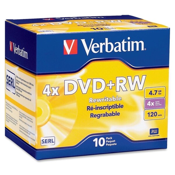 Verbatim DVD+RW 4.7GB 4X with Branded Surface - 10pk Jewel Case - TAA