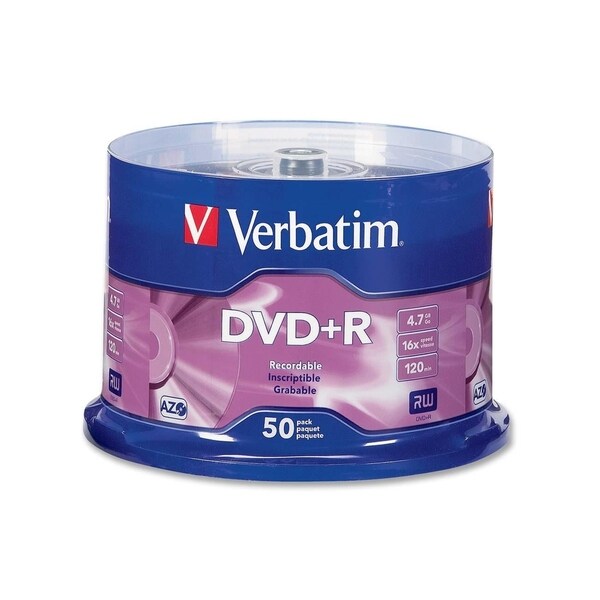 Verbatim AZO DVD+R 4.7GB 16X with Branded Surface - 50pk Spindle