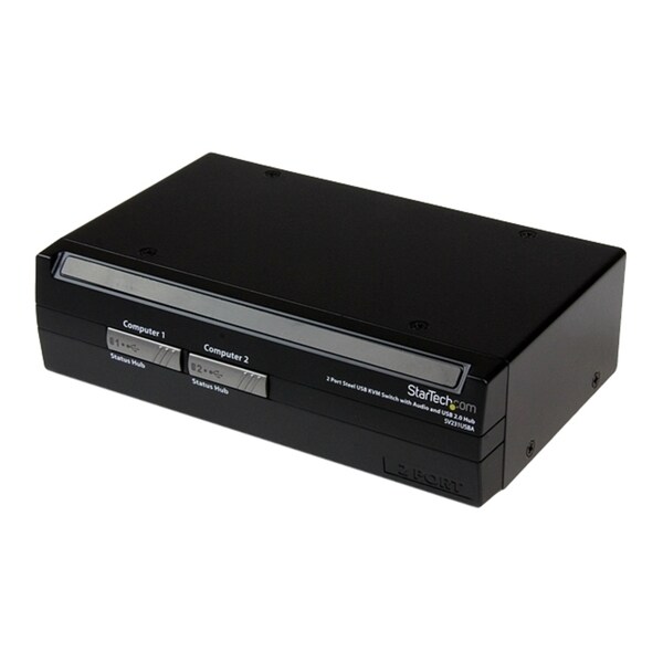 StarTech.com 2 Port Steel USB KVM Switch with Audio and USB 2.0 Hub