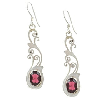 Sterling Silver Garnet Earrings (Nepal)