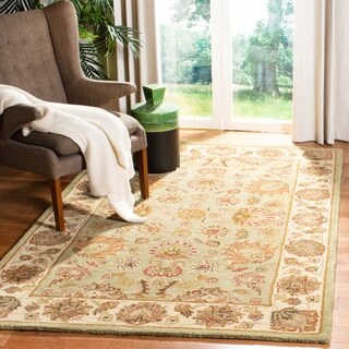 Handmade Heritage Kerman Green/ Gold Wool Rug (3' x 5')