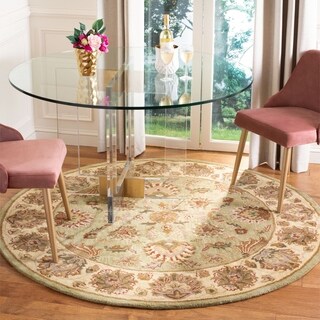 Handmade Heritage Kerman Green/ Gold Wool Rug (3'6 Round)