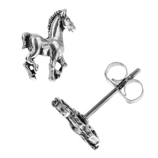 Tressa Sterling Silver Prancing Horse Stud Earrings