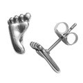 Journee Collection  Sterling Silver Footprint Stud Earrings