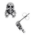 Tressa Sterling Silver Skull and Crossbones Stud Earrings