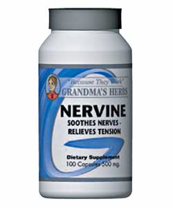 Grandma's Herbs Nervine 500mg Natural Stress and Tension Relief (100 Capsules)-Image