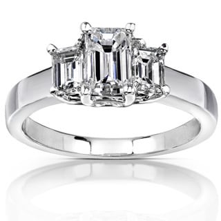 Annello 14k White Gold 1 1/4ct TDW Emerald-cut Diamond Engagement Ring (H-I, SI1-SI2)