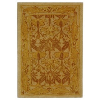 Handmade Nomadic Ivory/ Gold Wool Rug (2' x 3')