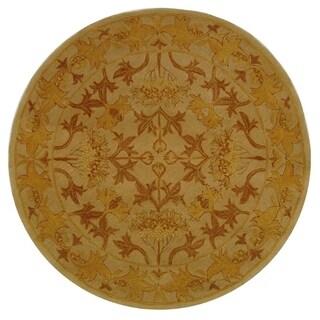Handmade Nomadic Ivory/ Gold Wool Rug (6' Round)