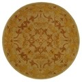 Handmade Nomadic Ivory/ Gold Wool Rug (8' Round)