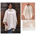 'Snow Flowers' Alpaca Wool Reversible Ruana Cloak (Peru)