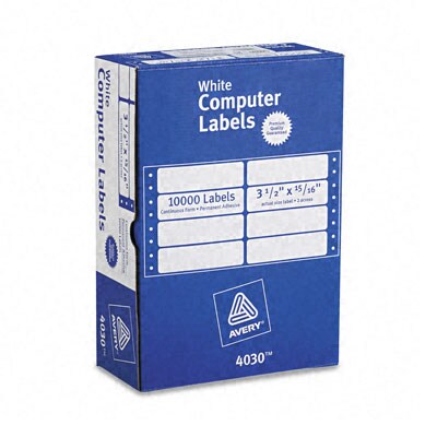 Avery Dot Matrix Printer White Addressing Labels - 10000/Box