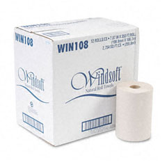 Natural Nonperforated Roll Towels - 12 Rolls/Carton