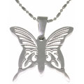 Carolina Glamour Collection Stainless Steel Laser Etched Butterfly Necklace