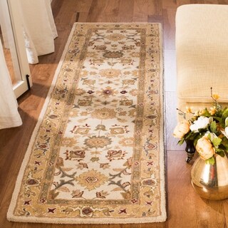 Handmade Heirloom Ivory/ Gold Wool Runner (2'3 x 12')