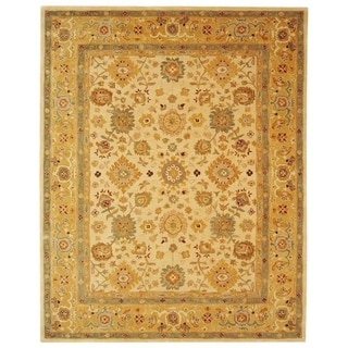 (>_<)  Handmade Heirloom Ivory/ Gold Wool Rug (9'6 x 13'6)