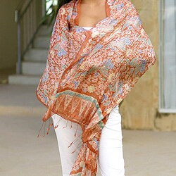 Silk Batik Shawl 'Bird of Paradise' (Indonesia)-Image