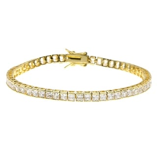 Simon Frank 14k Gold Overlay CZ Princess Tennis Bracelet