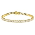 Simon Frank 5.94 Equal Diamond Weight 14K Yellow Gold Overlay CZ Princess Cut Tennis Bracelet