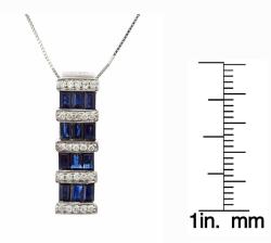 14k Gold Blue Sapphire and 1/5ct TDW Diamond Slider Necklace