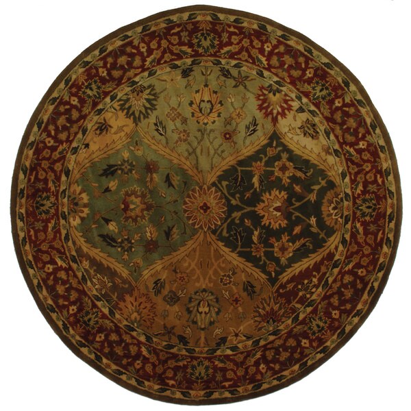 Safavieh Handmade Heritage Traditional Kerman Burgundy Wool Rug 3'6 Round