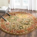 Handmade Heritage Kerman Burgundy Wool Rug (3'6 Round)
