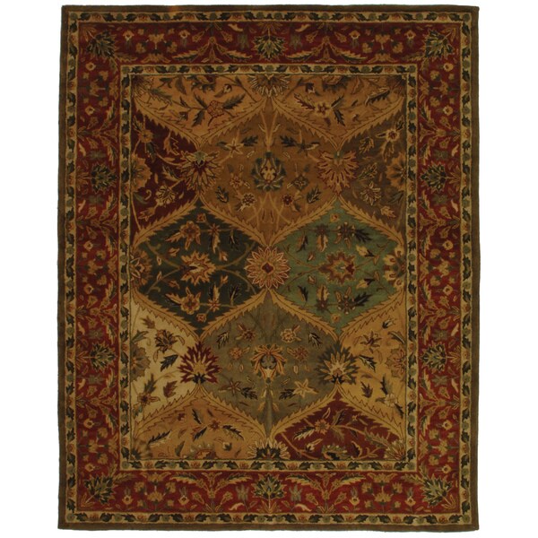Safavieh Handmade Heritage Traditional Kerman Burgundy Wool Rug 7'6 x 9'6