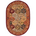 Handmade Heritage Bakhtiari Multi/ Red Wool Rug (4'6 x 6'6 Oval)