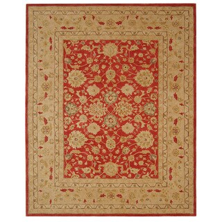Low Price Handmade Mahal Ancestry Red/ Ivory Wool Rug (9' x 12')