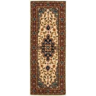 Handmade Heritage Tabriz Ivory/ Red Wool Runner (2'3 x 12')