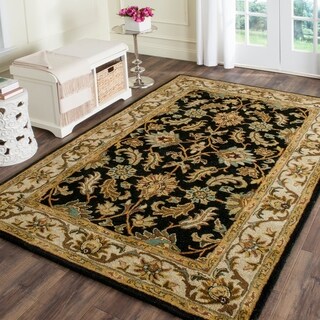 Handmade Heritage Kashan Black/ Beige Wool Rug (9'6 x 13'6)