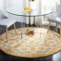 Handmade Ancestral Tree Ivory/ Green Wool Rug (8' Round)