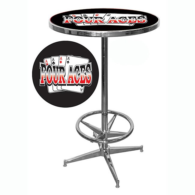 Four Aces Chrome Pub Table with 42-inch Base and 28-inch Diameter