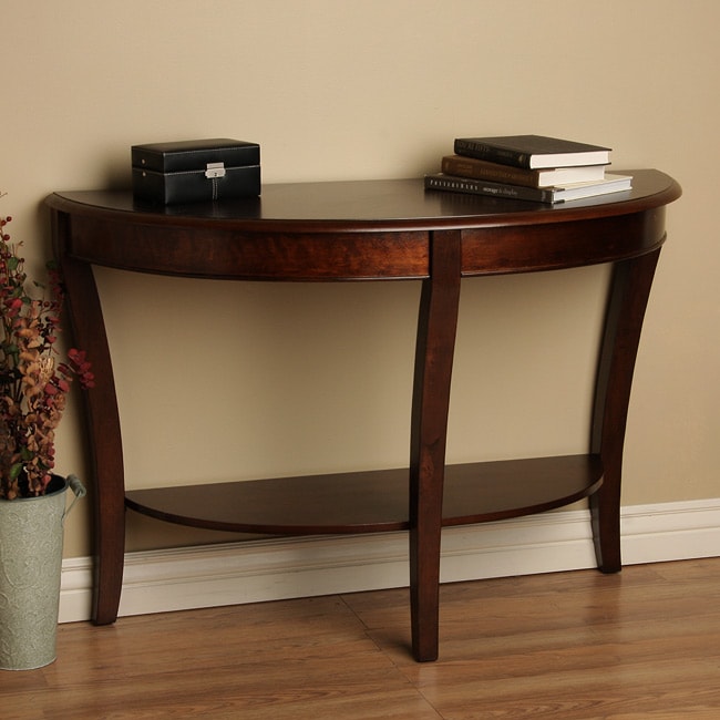Elegant Half Round Sofa Table RICH WALNUT FINISH Curved Legs Foyer