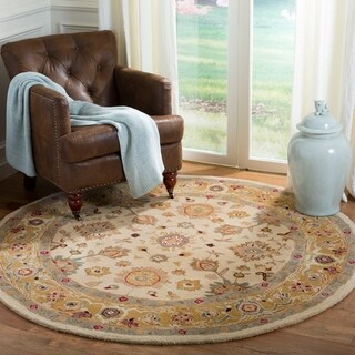 Handmade Heirloom Ivory/ Gold Wool Rug (8' Round)