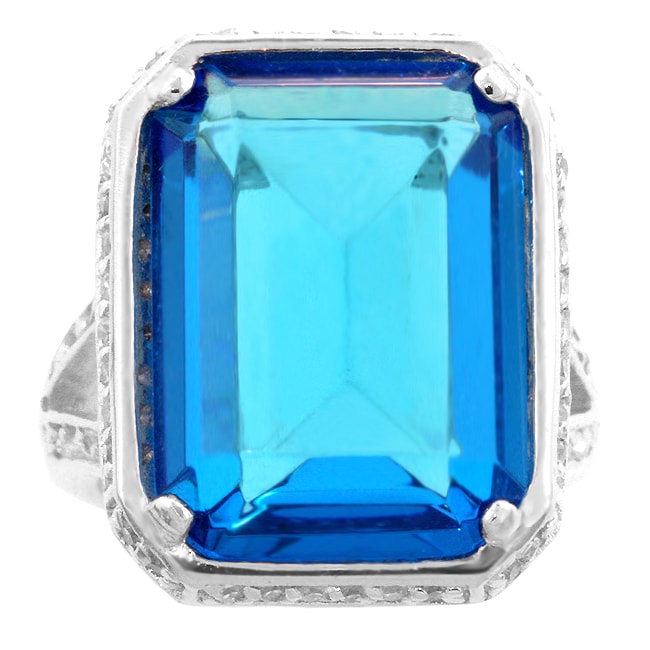 Sterling Silver Blue CZ Cocktail Ring  