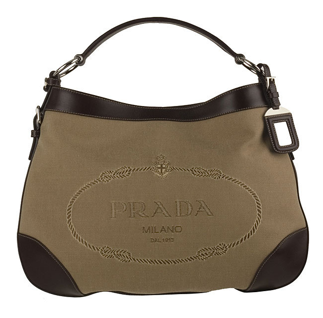 Prada Canvas Jacquard Logo Hobo Bag with Leather Trim - 11055742 ...  
