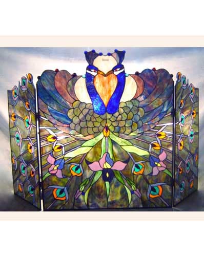 Tiffany style Stained Glass Fireplace Screen  