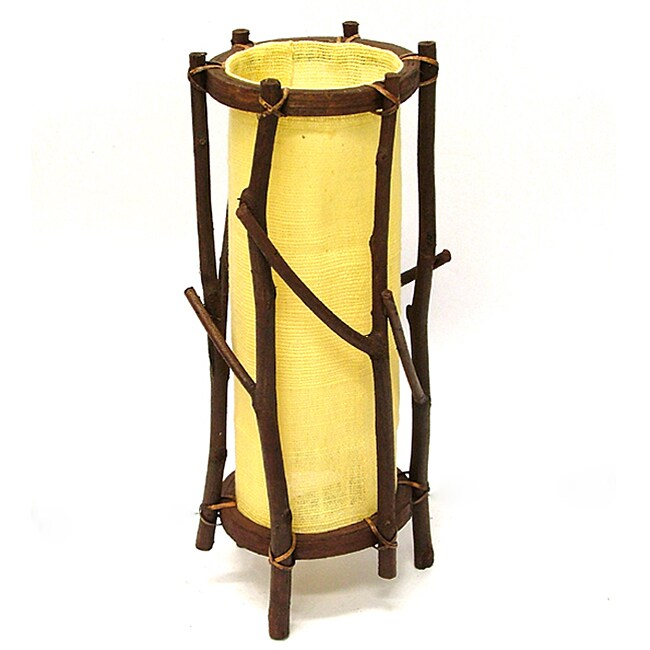 Bamboo Table / Desk Lamp YelloCotton Shade  
