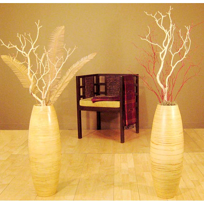 Natural Bamboo Floor Vase with Tall Manzanita 11266391 Overstock