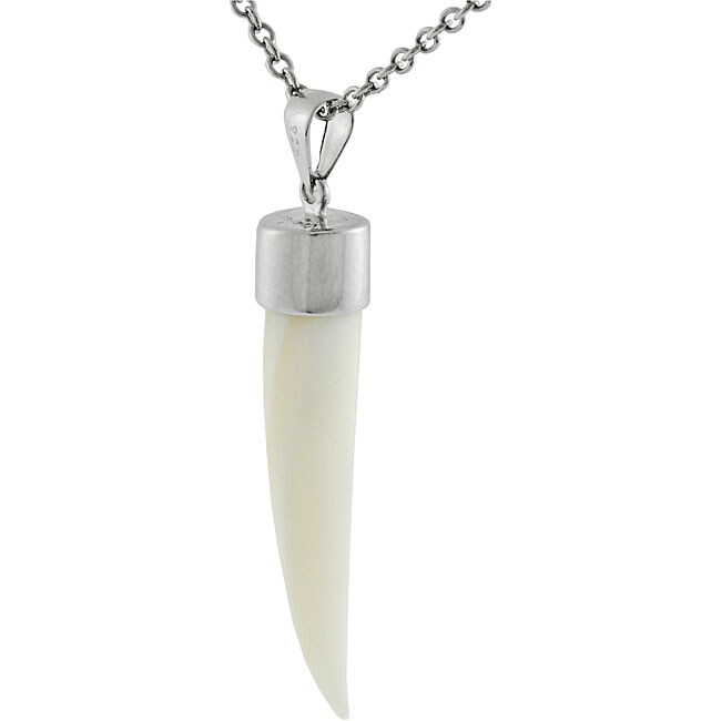 Sterling Silver Mother of Pearl Tooth Necklace  