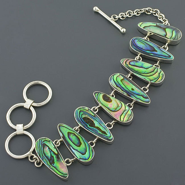 Sterling Silver Abalone Paua Shell Bracelet (Indonesia)   