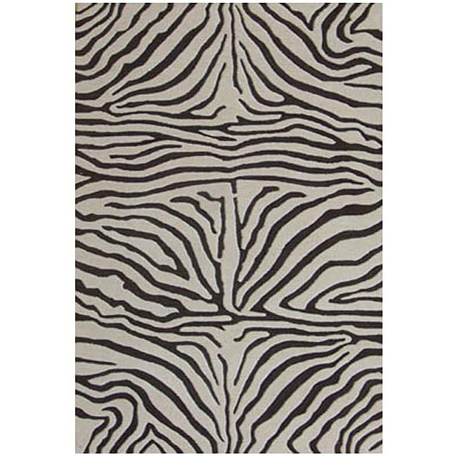 Hand tufted Brown Zebra Wool Rug (89 x 13)