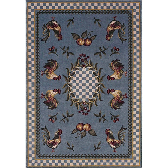 Avalon Blue Rooster Rug (7'10 Round) 11491329