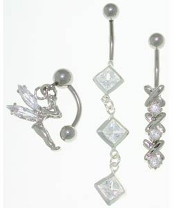 Crystal Highlighted Belly Barbells (Case of 3)
