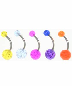 Colorful Glitter Ball Curved Belly Barbells (Case of 9)